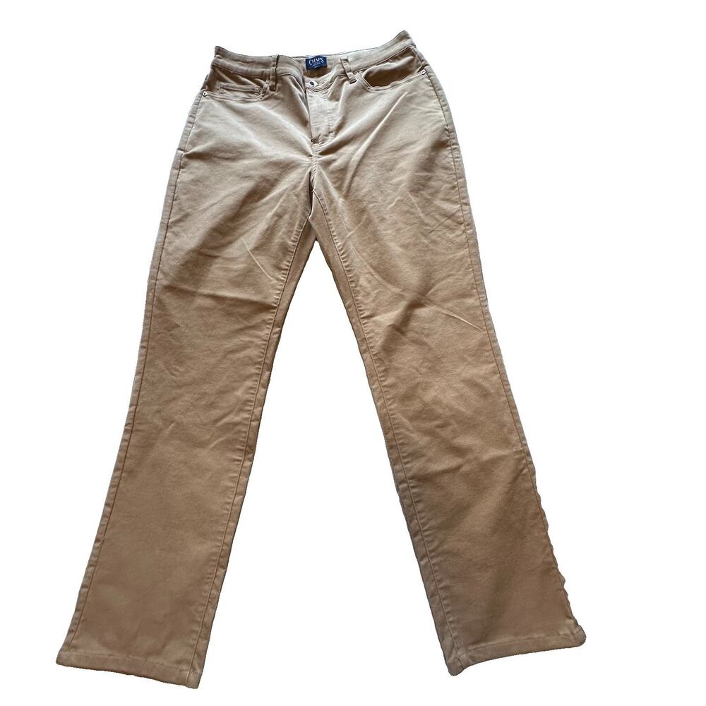 Chaps Women's Fine Wale Corduroy Straight Leg Pants Tan Beige Khaki Size 10